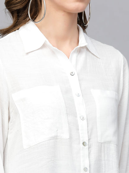 Gipsy White Textured Cotton Shirt