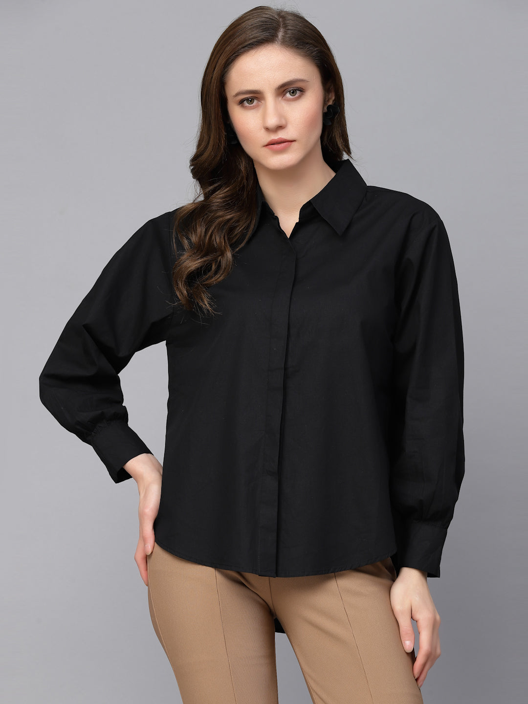 Gipsy Black Cotton  Shirt