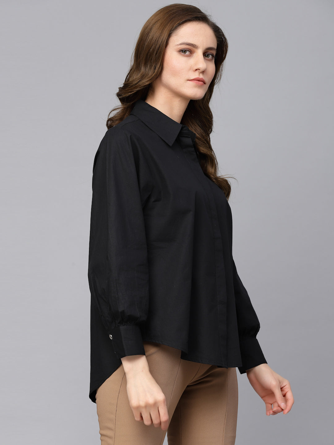 Gipsy Black Cotton  Shirt