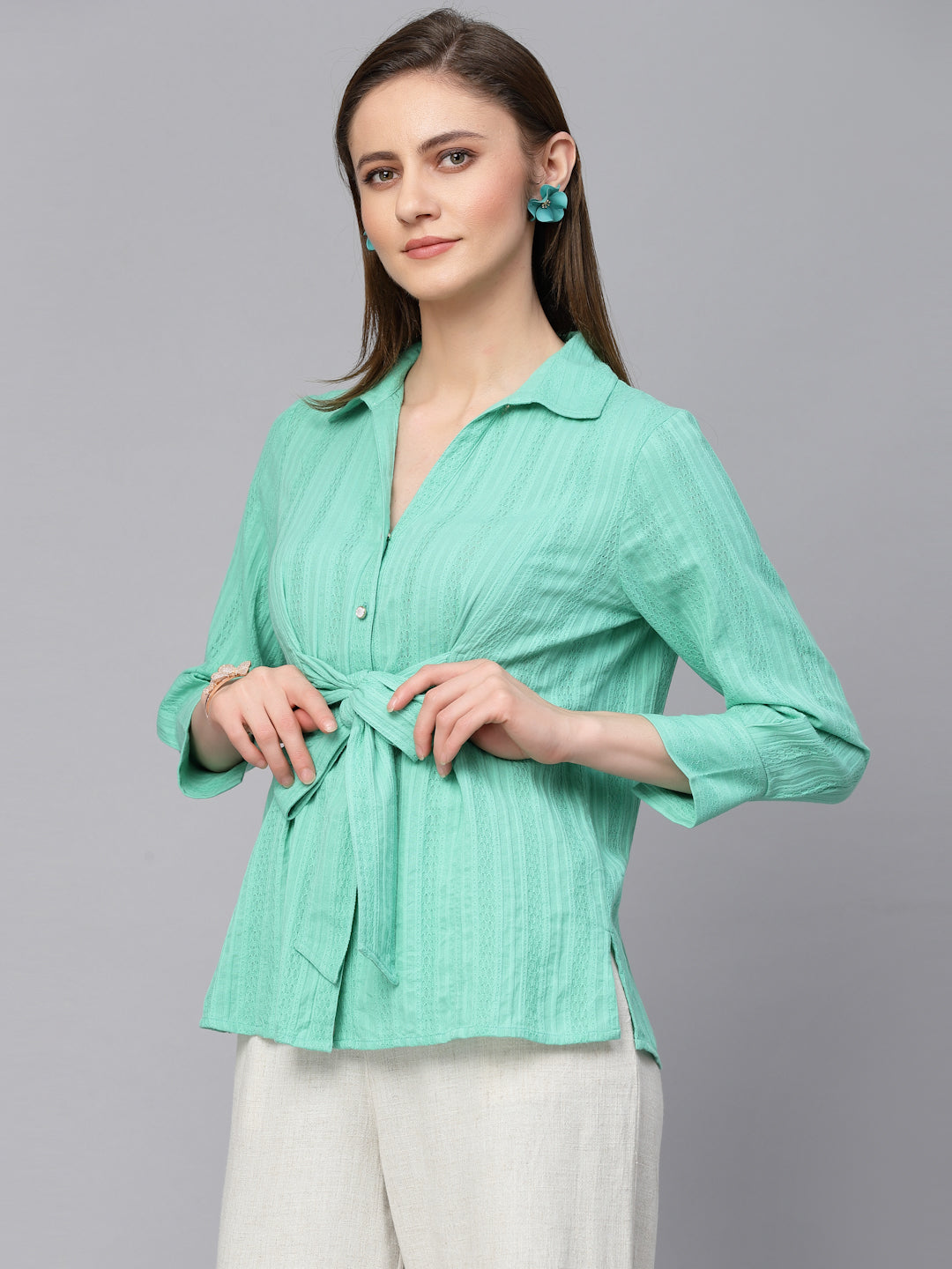 Gipsy Green Textured Cotton Tunic