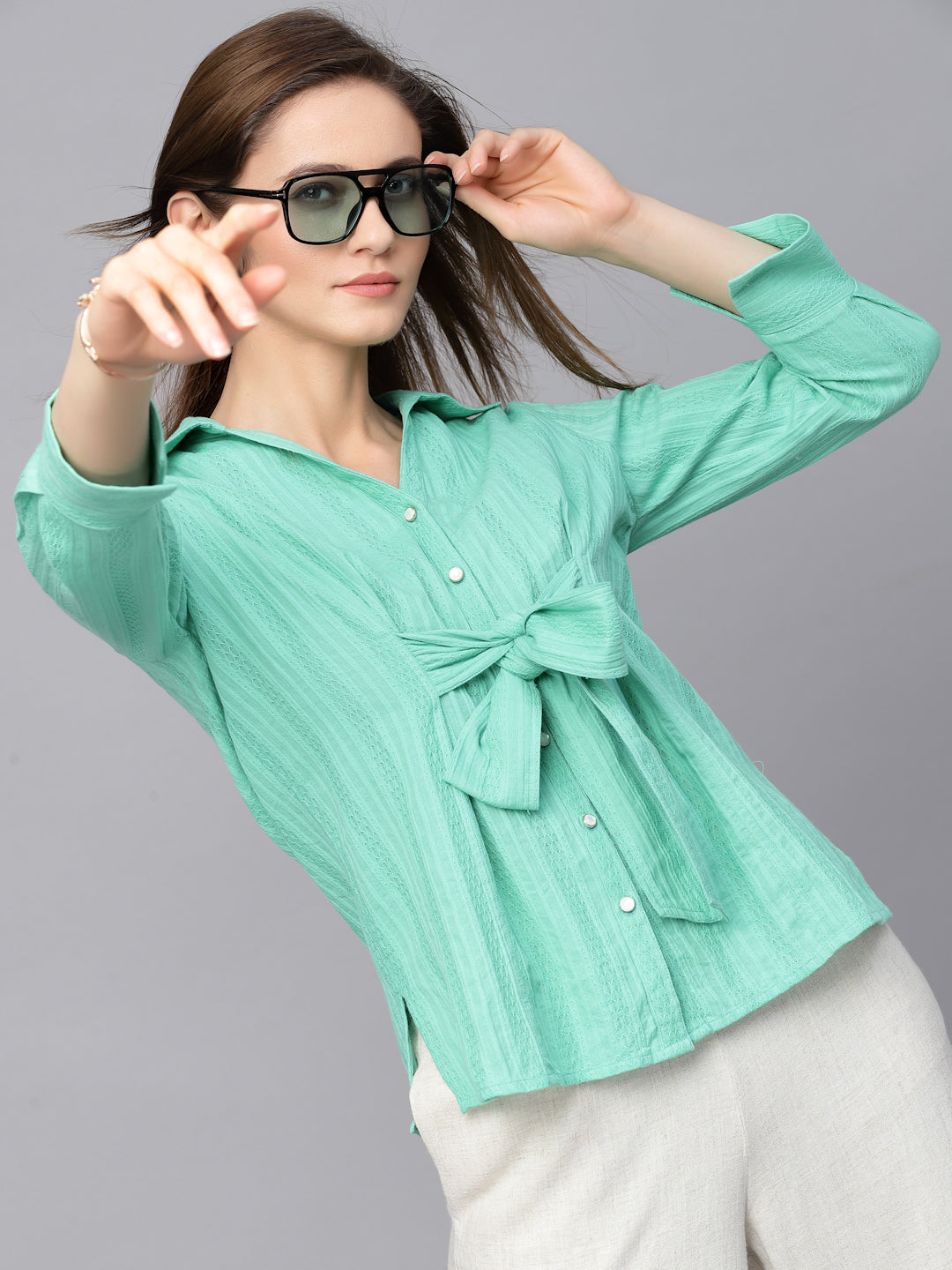 Gipsy Green Textured Cotton Tunic