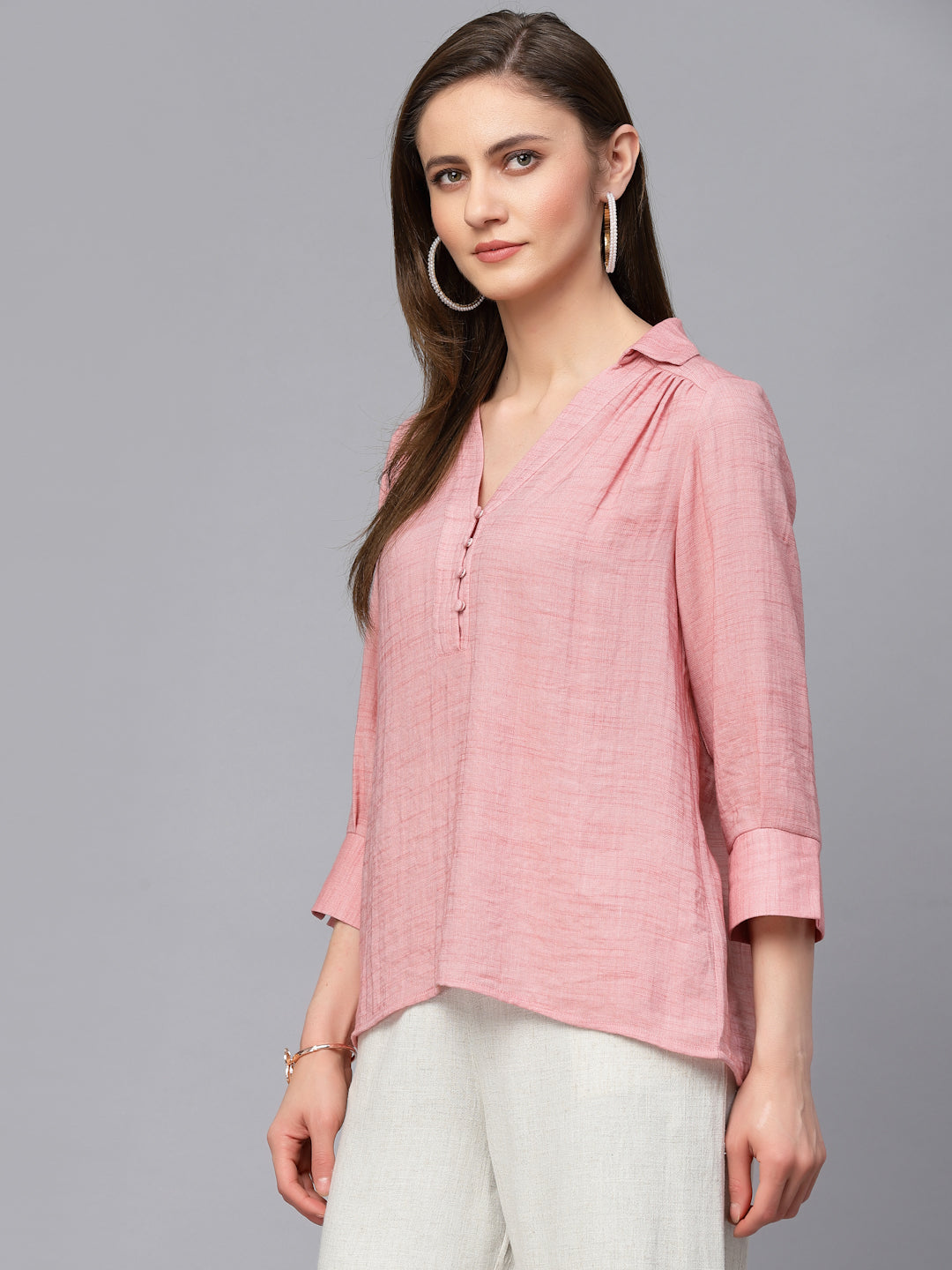 Gipsy Pink Textured Cotton Tunic