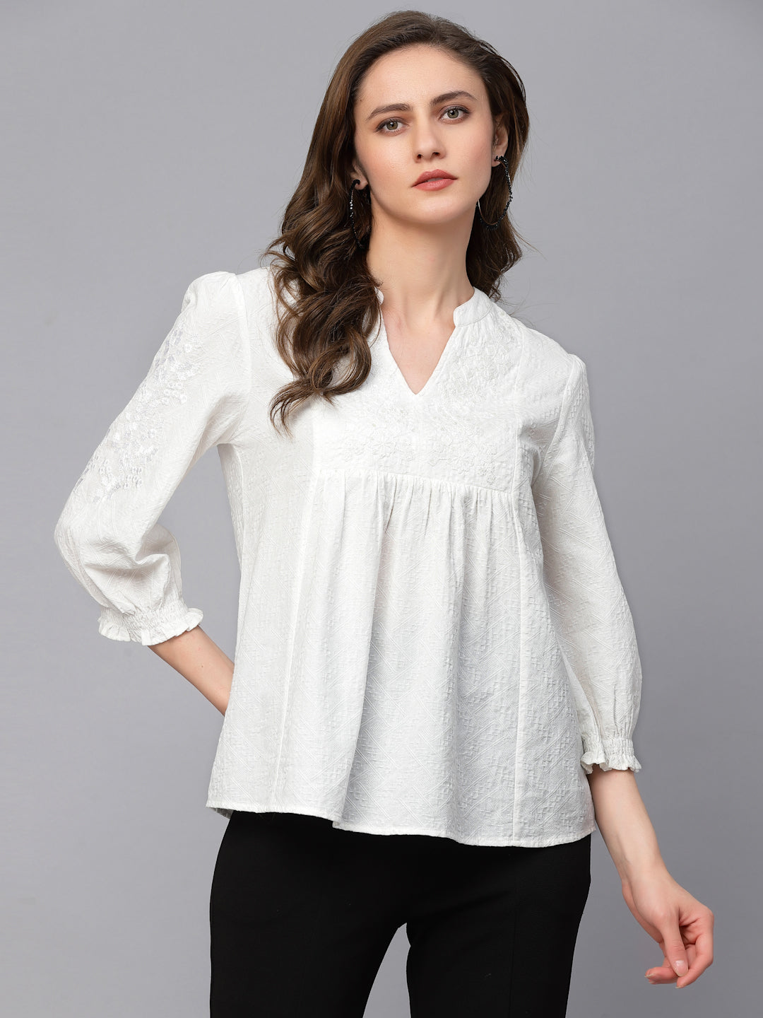 Gipsy White Textured Cotton Tunic
