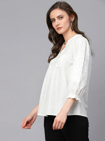 Gipsy White Textured Cotton Tunic