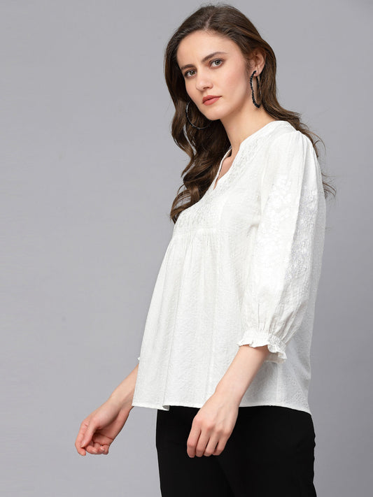 Gipsy White Textured Cotton Tunic
