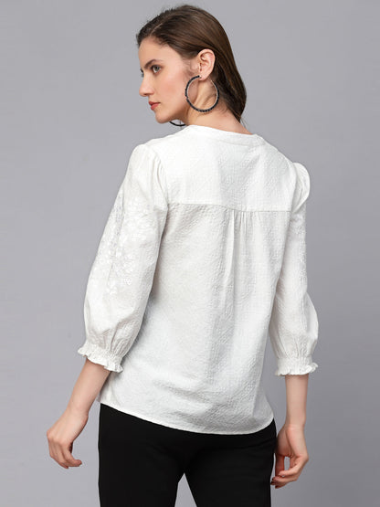 Gipsy White Textured Cotton Tunic