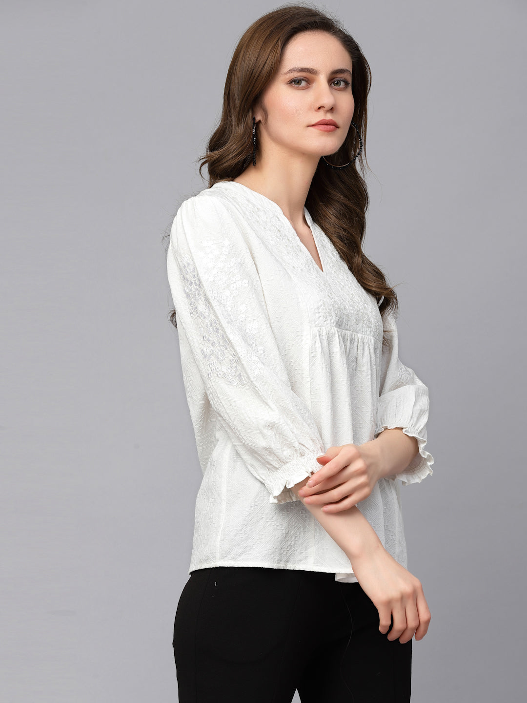 Gipsy White Textured Cotton Tunic