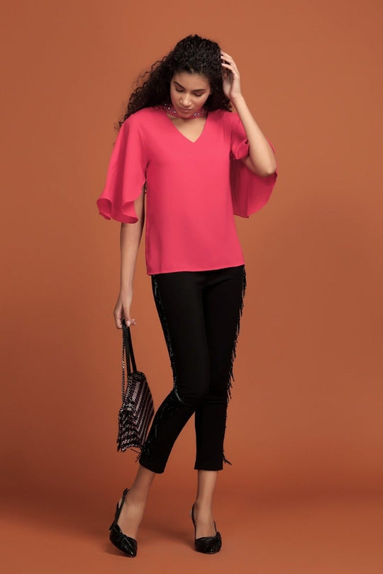 Vivacious red V neck top