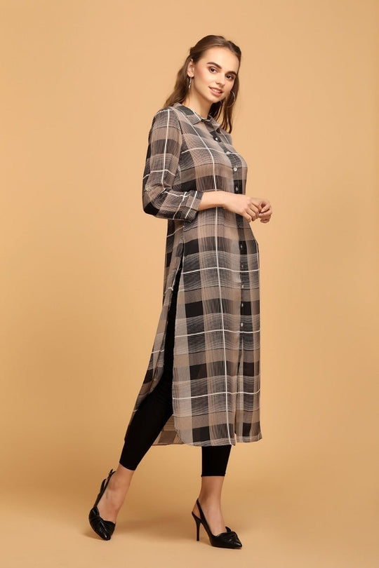 Quirky Black Checks Long Tunic