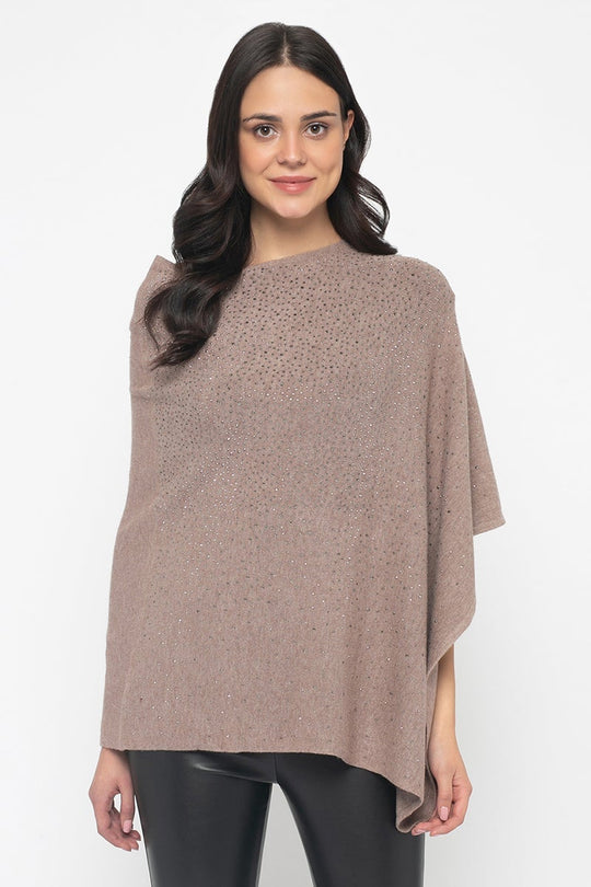 Khaki Solid Acrylic Poncho / Sweater