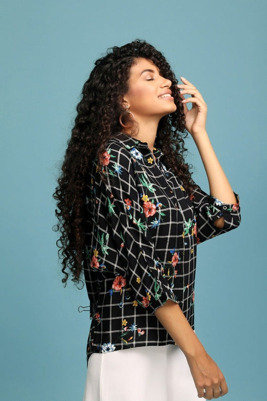 Maze Black Floral Top