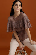 Vivid Brown Lace Top