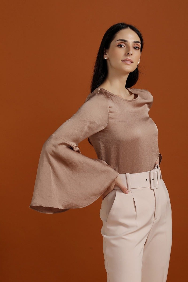 Eccentric Satin Bell Sleeves Top
