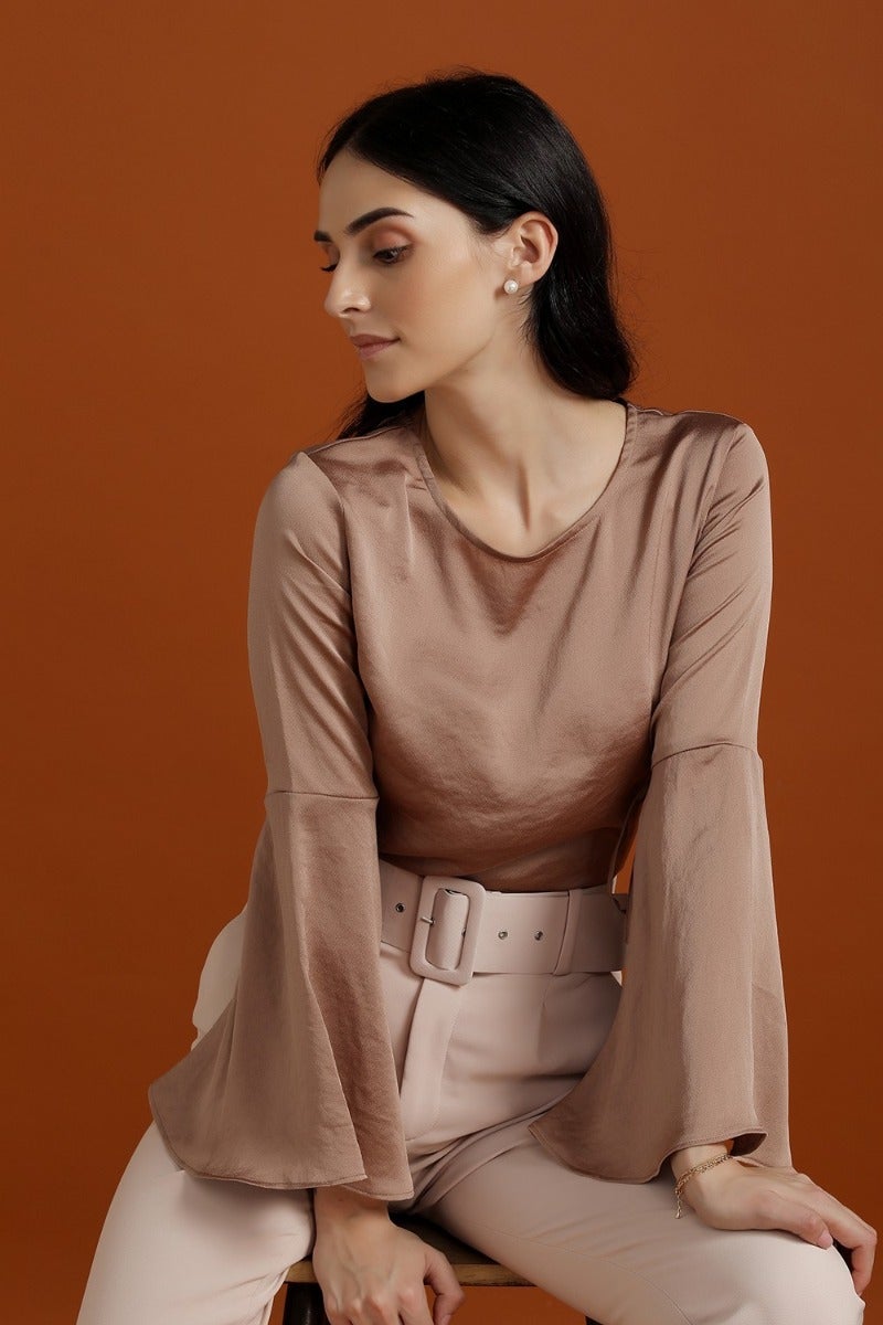 Eccentric Satin Bell Sleeves Top