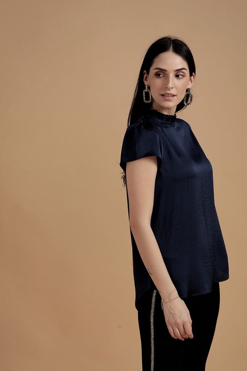 Gracious Satin Navy Top