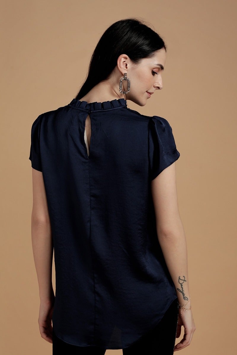 Gracious Satin Navy Top
