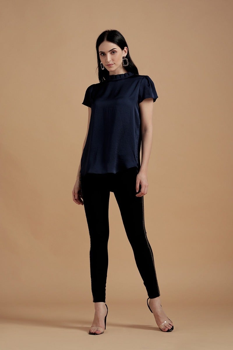 Gracious Satin Navy Top