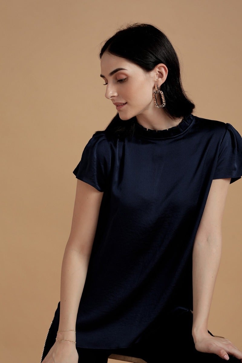 Gracious Satin Navy Top
