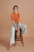 Vibrant Orange Elbow Sleeves Top