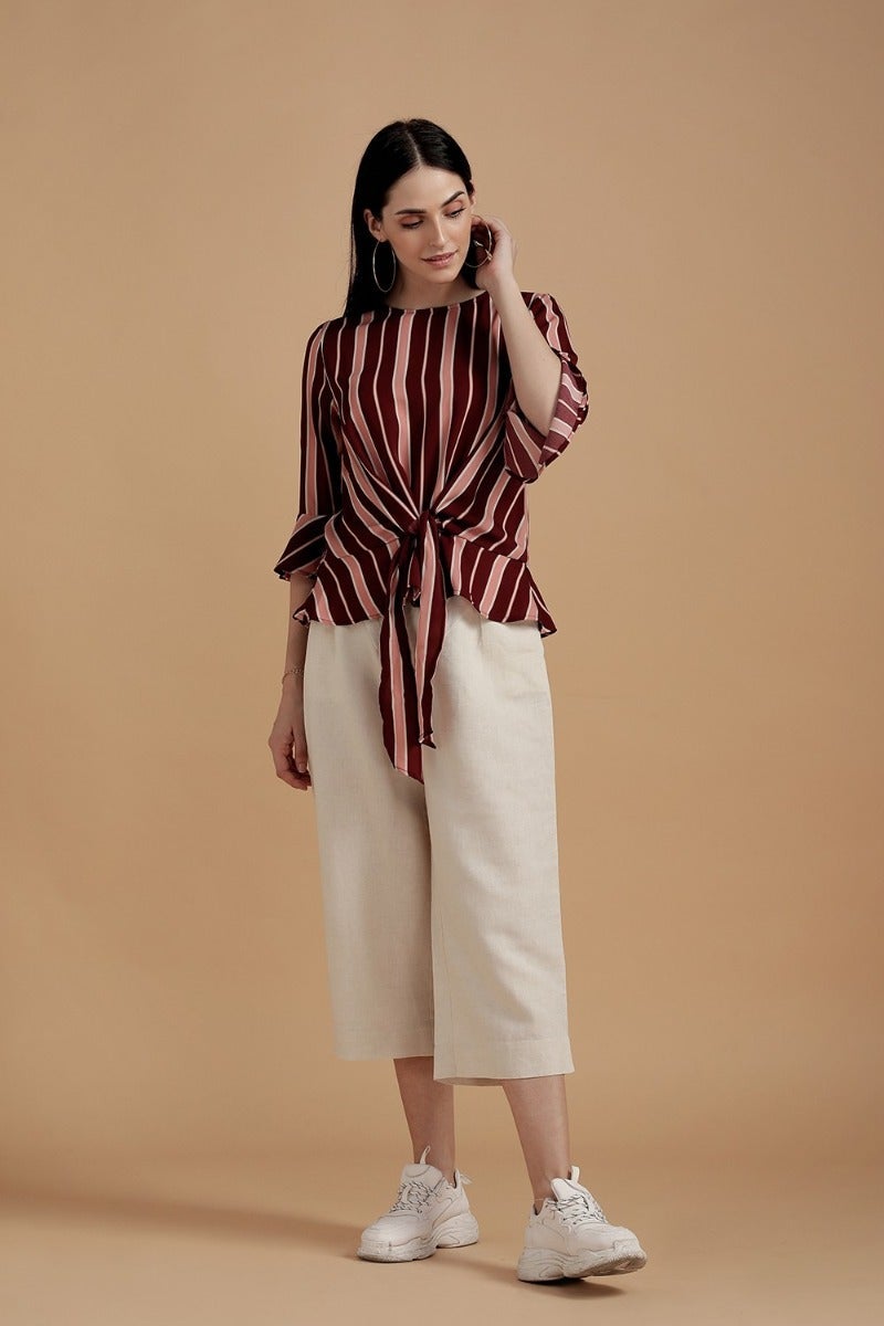 Striped Hues Knotted Top