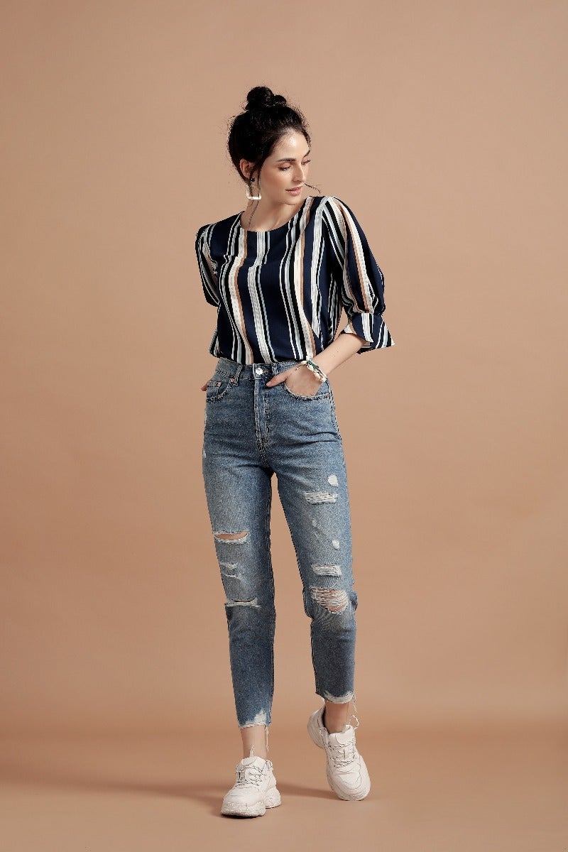 Vertical Striped Hues Top