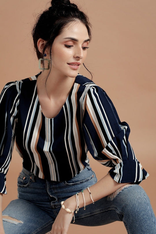 Vertical Striped Hues Top