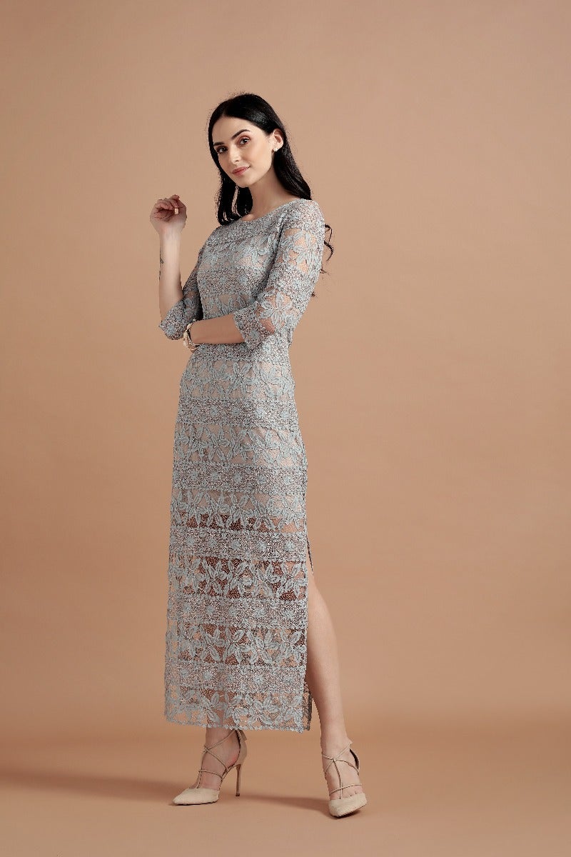 Exotic Blue Lace Dress