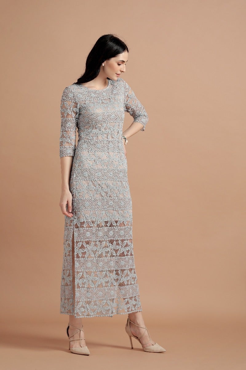 Exotic Blue Lace Dress