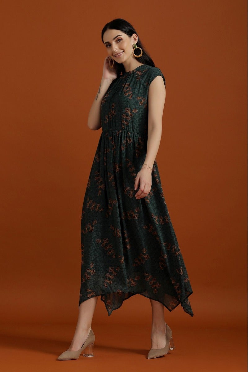 Breezy Off Sleeves Printed Dress