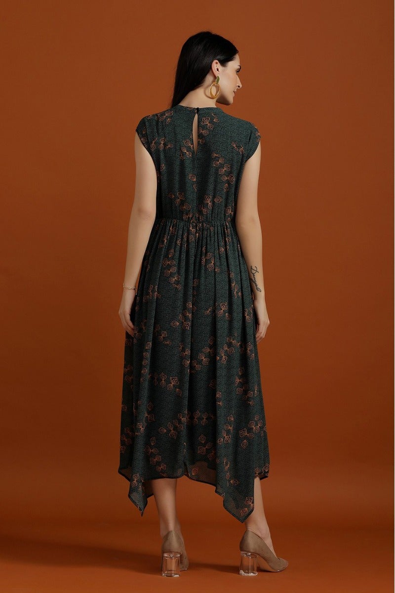 Breezy Off Sleeves Printed Dress