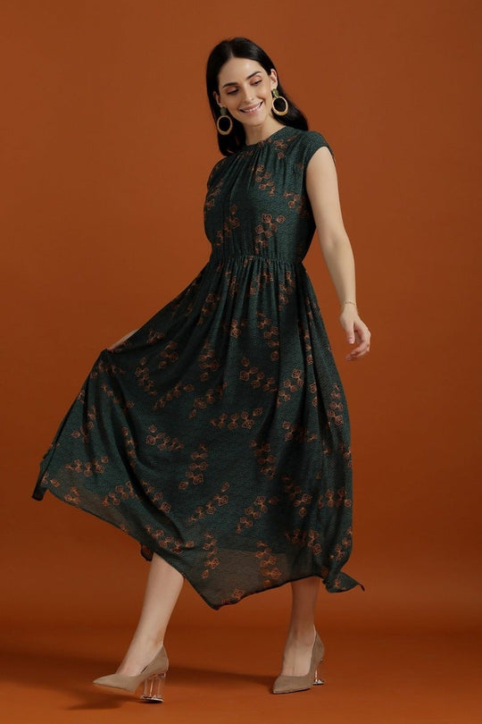 Breezy Off Sleeves Printed Dress