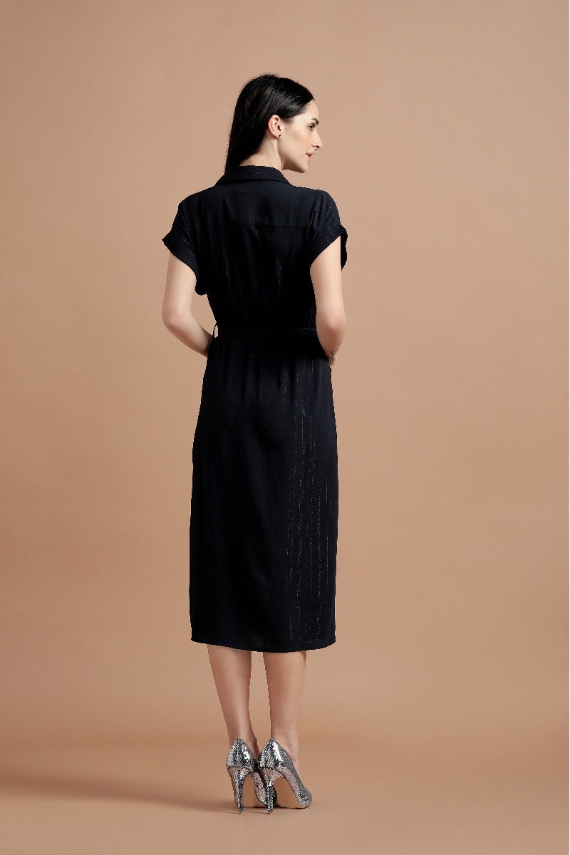 Minimalistic Navy Blue Shirt Dress