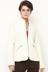 Cream Regular Length Solid PU Jacket