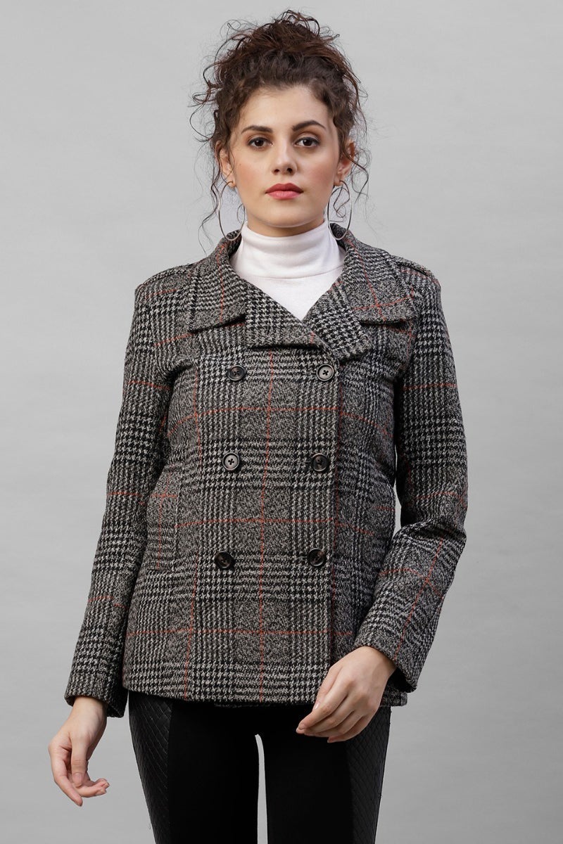 Gipsy Grey Checked Woolen Jacket
