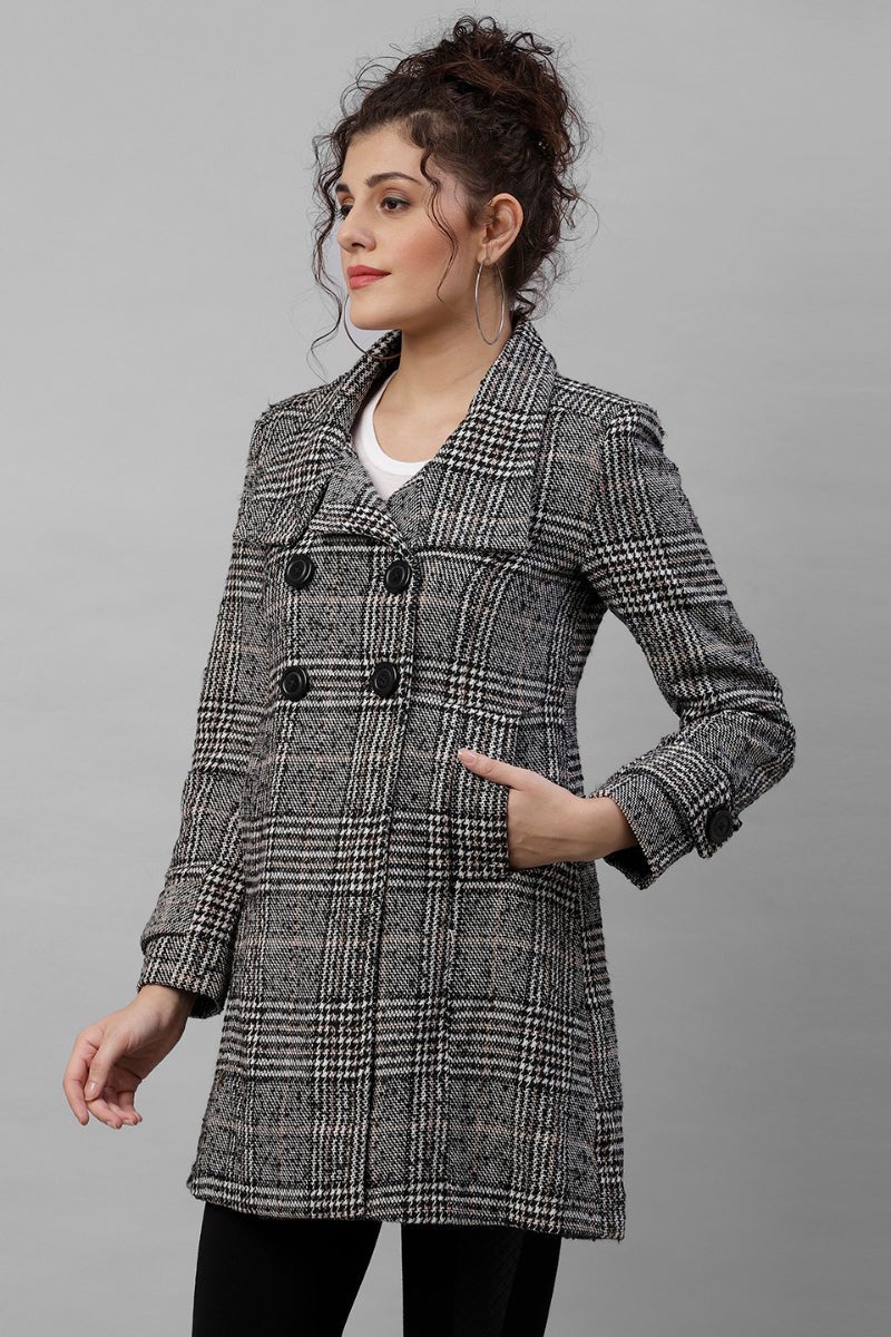 Gipsy Black & White Checked Woolen Jacket