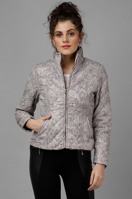 Gipsy Grey Printed Polyester Jacket