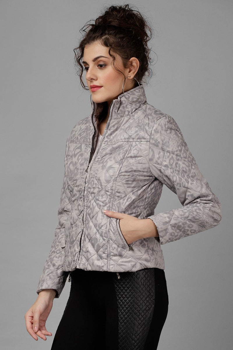 Gipsy Grey Printed Polyester Jacket