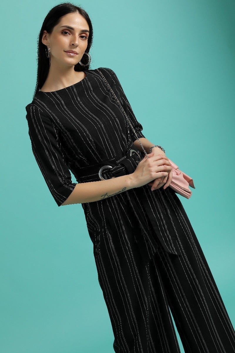 Gipsy Black Classic Striped Jumpsuit