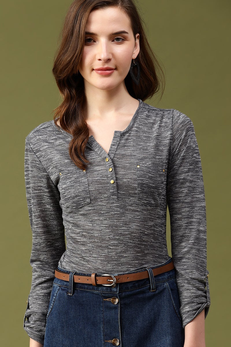 Gipsy Grey Solid Viscose Rayon Tunic