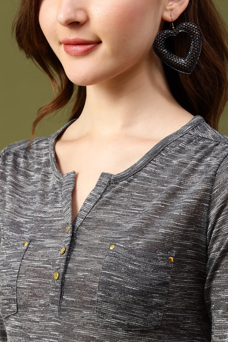 Gipsy Grey Solid Viscose Rayon Tunic