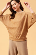 Gipsy Camel Brown Solid Acrylic Knitted Top