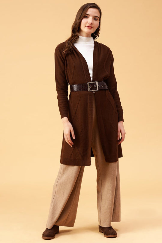 Gipsy Coffee Solid Acrylic Cardigan/Sweater