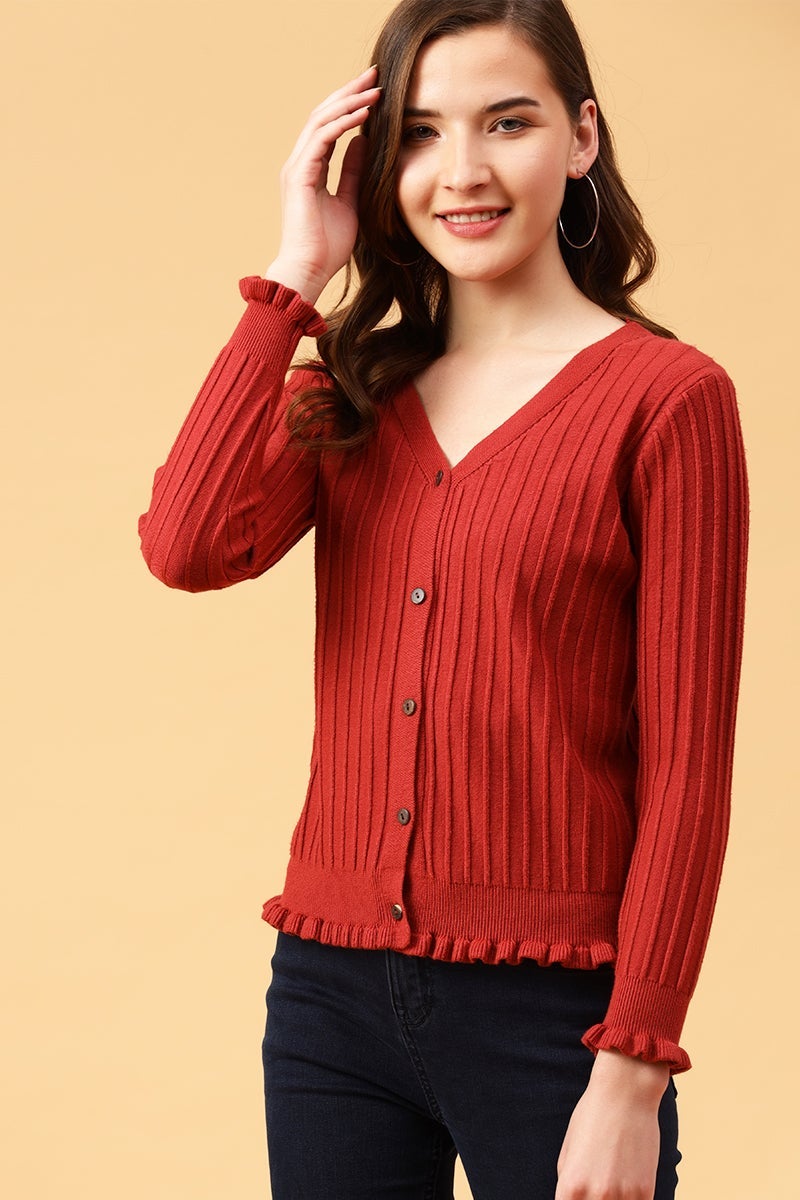 Gipsy Red Check Acrylic Cardigan/Sweater