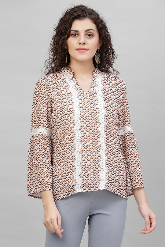 Gipsy Cream Abstract Printed Polyester Tunic