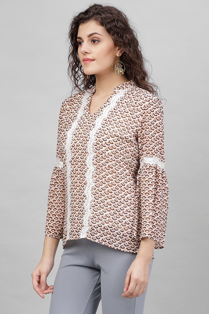 Gipsy Cream Abstract Printed Polyester Tunic