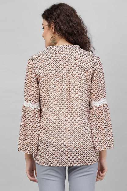 Gipsy Cream Abstract Printed Polyester Tunic