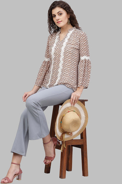 Gipsy Cream Abstract Printed Polyester Tunic