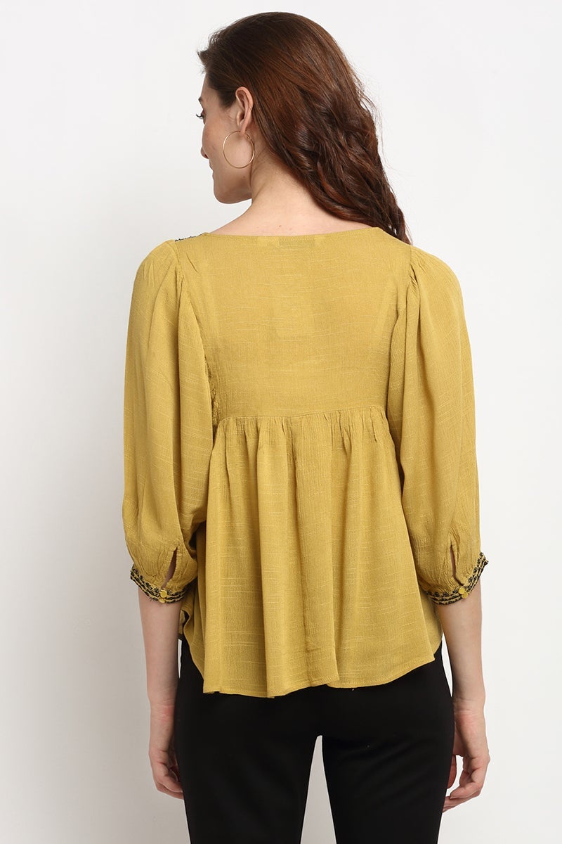 Lime Green Medium Length Round Neck Tunic