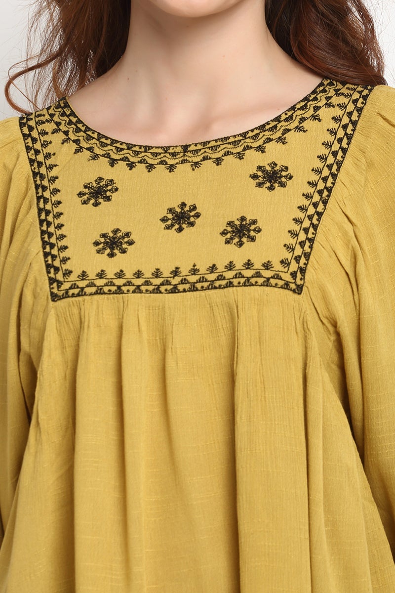 Lime Green Medium Length Round Neck Tunic