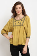 Lime Green Medium Length Round Neck Tunic